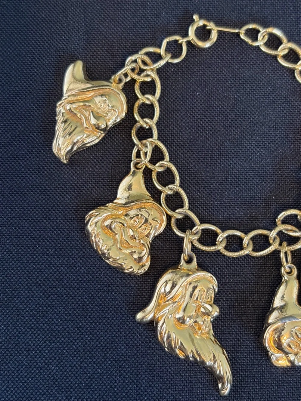 Vintage Disney Snow White Necklace & Seven Dwarfs Gold-Tone Charm Bracelet Set